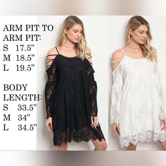 Boutique White Strappy Cold  Shoulder Lace Boho Shift Dress - Picture 4 of 10